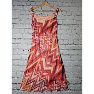 Vintage Sangria Red Chevron Multi Color Eclectic Sleeveless Dress Size 8